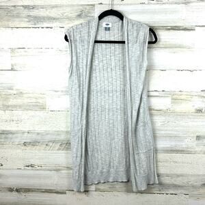 Old Navy Womens XS Light Gray Lightweight Sleeveless Cardigan Casual Work NEW